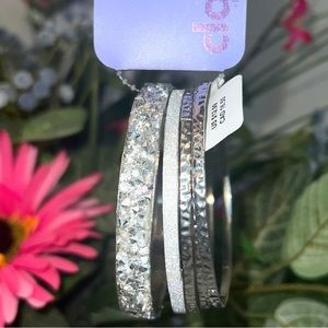 Nwt 4 Boho Silver Sparkly Textured Bangle Bracelets - New With Tags | Jewelry